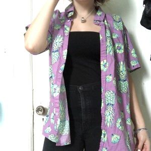 Purple and green pineapple Hawaiian shirt